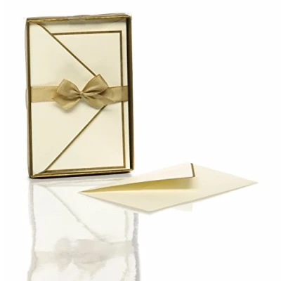 Image of Rössler Papier 85 x 128 m 10/10 Hand Bordered Card with Envelope Ivory/Gold