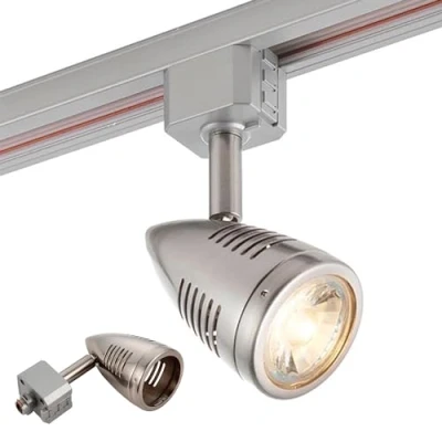 Image of Bullett Multi Directional Bullet Design Satin Chrome Finish Mains Track GU10 LED Compatible Adjustable Spotlight Head Lighting