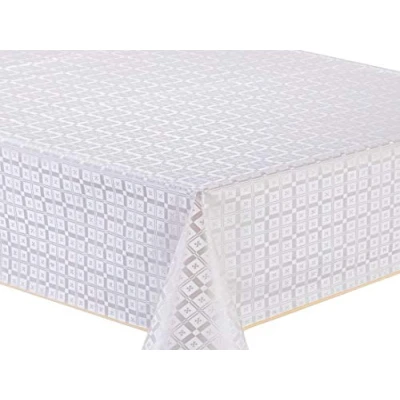 Image of Home Direct Embossed Rectangular Oilcloth PVC Wipe Clean Tablecloth Table Cover 140cm x 180cm 55x70 Beige Grey