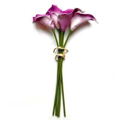 Image of Blue Frog Toys Artificial Calla Lily Real Touch Cerise Pink and White Flower Bundle