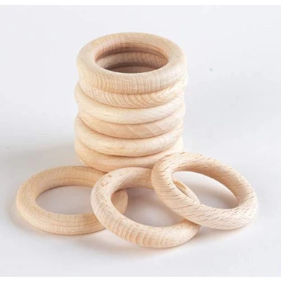 Image of TickiT 73919 Beechwood Rings, 70mm dia, Natural Wood, Pack of 10