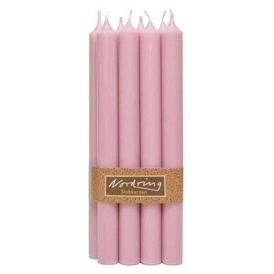 Image of Nordring Pack of 8 Rustic Taper Candles 2.2 cm x 18 High Antique Pink