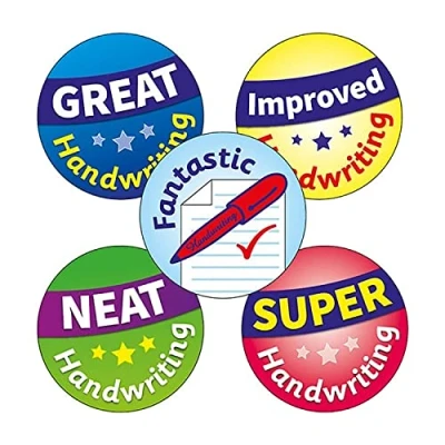 Image of 150 Handwriting Reward Motivational Childrens Pupils School Praise Teachers Stickers 25mm Primary Teaching Services