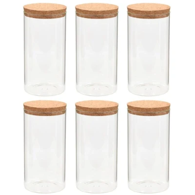 Image of vidaXL Storage Glass Jars with Cork Lid 6 pcs 1100 ml