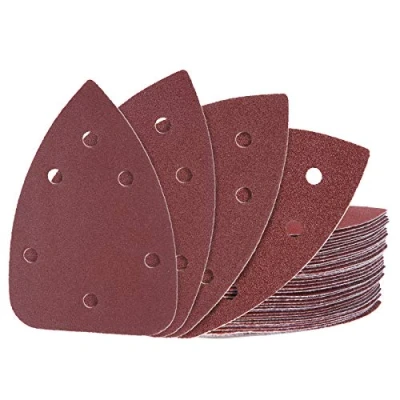 Image of Bedern 40 Pieces Mouse Detail Sander Sandpaper, Sanding Paper 6 Holes Hook and Loop Assorted 60/80/ 120/180 Grits 140 100MM