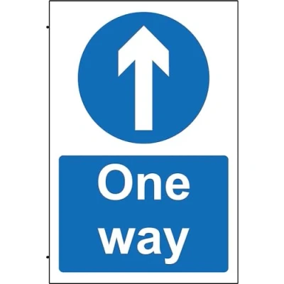 Image of Mandatory signs One way Safety sign 3mm Aluminium 300mm x 200mm Case (Pack of 5)