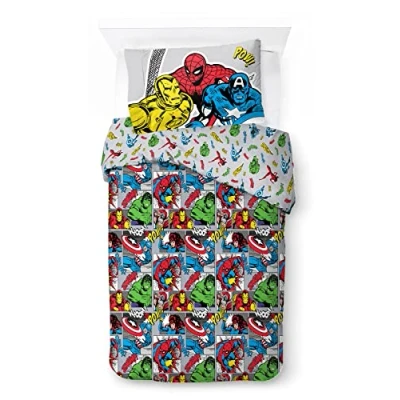 Image of Jay Franco Marvel Comics Avengers Whoom 100% Cotton Single Duvet Cover Set Includes Pillowcase