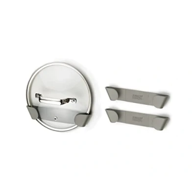 Image of Joseph Duo Set of 3 Pot and Pan Lid Holders, Self Adhesive Wall Mount Storage Organiser, Suitable for Lids Up to 24 cm, 3M VHB Tape Included, Grey