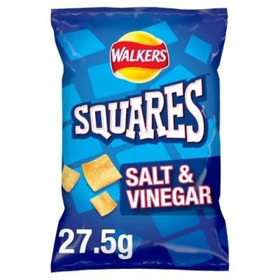 Image of Walkers Squares Salt and Vinegar Snacks, 27.5 g (32 Count)
