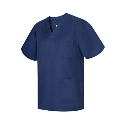 Image of MISEMIYA Scrub Top Unisex Scrubs Medical Uniform V Neck Tunic 817 3XL, Navy Blue