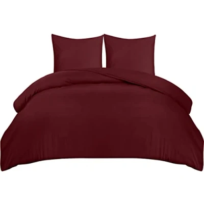 Image of Utopia Bedding Bettwäsche 220x240 Set Mikrofaser Bettbezug 240x220 cm + 2 Kissenbezüge 65x65 Burgund