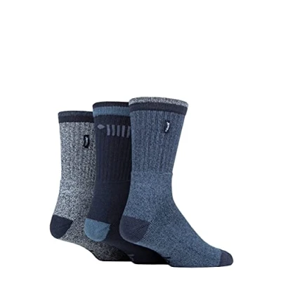 Image of Jeep Mens 3 Pair Terrain Leisure Socks Gift Box Navy/Sky 6 11