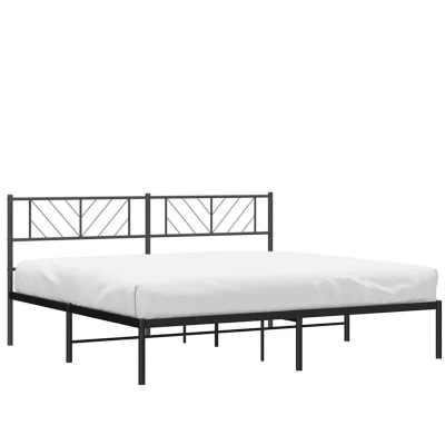 Image of Metal Bed Frame without Mattress with Headboard Black 183x213cm Vidaxl