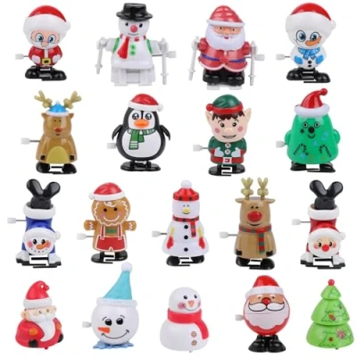Image of VEYLIN Wind Up Christmas Toy, 18 Pack Toy Assortments Stocking Stuffers Crackers Toys for Fillers Kids Party Bag