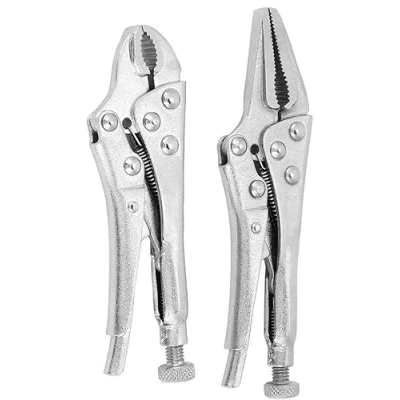 Image of 2pc Mini Locking Long Nose Mole Vice Welding Grip Clasp Small Adjustable Pliers