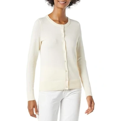 Image of Amazon Essentials Women&#039;s Lightweight Crewneck Cardigan Jumper (Available in Plus Size), Pale Peach, XS