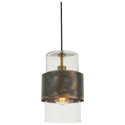 Image of Palermo Pendant Ceiling Light Bronze Patina Plate &amp; Clear Glass