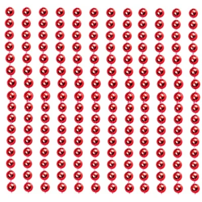 Image of AKH® Christmas Bead Chain 2.7m Length 8mm metallic Beads Tree Garland Decoration Pearl Xmas For (Red)