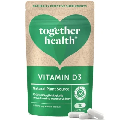 Image of Vitamin D3 Together Health 1000iu from Wild Grown Lichen Vegan Friendly Made in The UK Pack of 2 60 Vegecaps