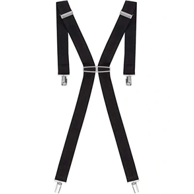 Image of Ze ENZO MB01 Heavy Duty Men Braces 4 Buckles Stripe X Back 8 Colors Durable Elastic Adjustable Suspenders Strong Metal Clips One Size Black