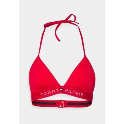 Image of Tommy Hilfiger Triangle Fixed Bikini top, Women&#039;s, Size: XS, Primary red