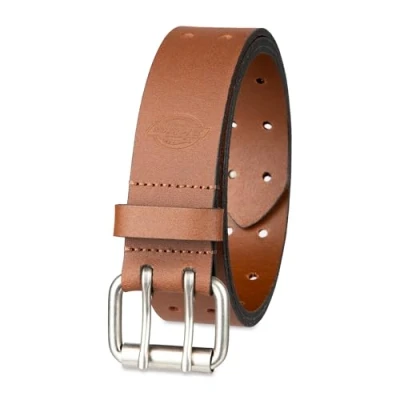 Image of Dickies Work Belt for Men Leather with Double Prong Buckle Jeans and Heavy Duty Construction