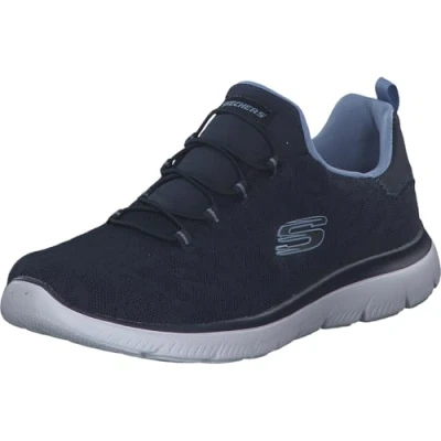 Image of Skechers Women&#039;s Summits Sneaker, Navy Mesh Blue Trim, 5 UK