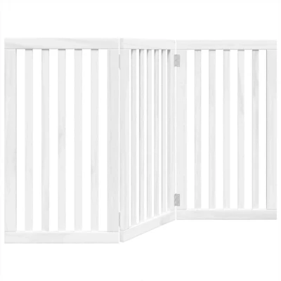 Image of vidaXL Dog Gate Foldable 3 Panels White 150 cm Poplar Wood