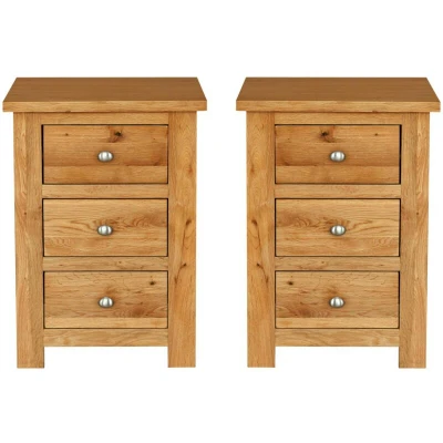 Image of Hallowood Furniture Waverly Oak Bedside Table with Chest of Drawers Set 2, Light Side Table, Nightstand Drawers, Wooden for Bedroom, Living Room &amp; Hallway