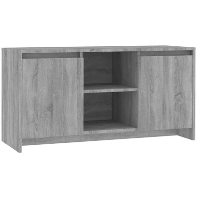 Image of vidaXL Grey Sonoma TV Cabinet with Storage Compartments, Solid and Easy to Clean, Made from Engineered Wood, Assembly