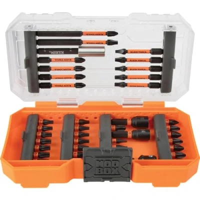 Image of Klein Tools 33801 Impact Driver Bit Set with ProFlex, S2 Steel Phillips, Slotted, Square, TORX Bits Case, MODbox Compatible, 40 Piece