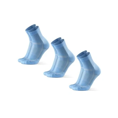 Image of DANISH ENDURANCE Cushioned Running Socks for Long Distances, Quarter Length, Anti Blister Men &amp; Women, 3 Pack, Light Blue, 6 8