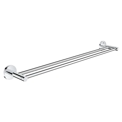 Image of GROHE Start Double Towel Rail (Metal, Concealed Fastening, Including Screws and Dowels, Easy to Fit), Size 654 mm, Stainless Steel Look, 41203DC0
