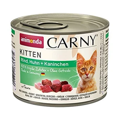 Image of animonda Carny Kitten cat food, wet food for cats up to 1 year, beef, chicken + rabbit, 6 x 200g