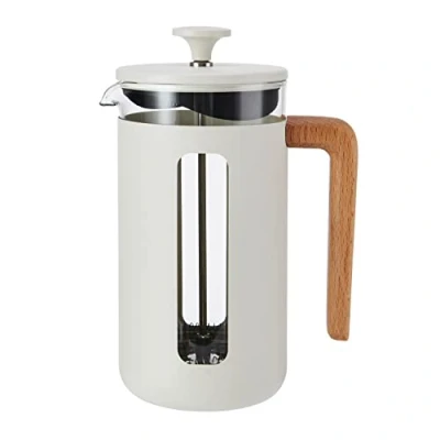 Image of La Cafetière Pisa 8 Cup 1L, Large French Press Coffee Maker Heat Resistant Borosilicate Glass and Stainless Steel with Easy Grip Plunger, ideal for Loose Tea Ground Coffee, Flint