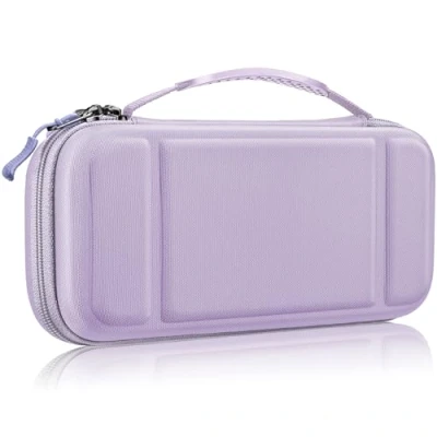 Image of FINTIE Carrying Case for Nintendo Switch OLED Model 2021/Switch 2017 [Shockproof] Hard Shell Protective Cover Travel Bag w/10 Game Card Slots Console Joy Con &amp; Accessories, Pastel Purple