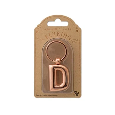 Image of IF Metal Letter Keyring Personalised Alphabet Letters Rose Gold D