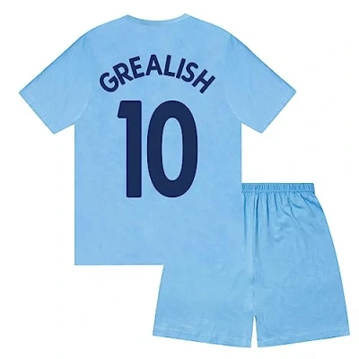 Image of MANCHESTER CITY FC Boys Grealish 10 Sublimation Short Pyjamas Navy 11 Years
