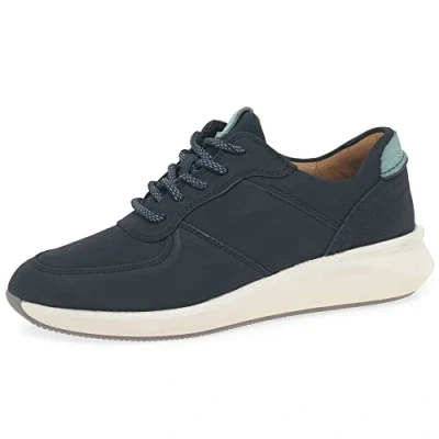 Image of Clarks Women&#039;s Un Rio Sprint Sneaker, Navy Nubuck, 2.5 UK