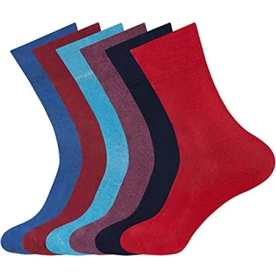 Image of MYT 6 Pairs Womens Diabetic Socks Ladies Non Elastic Soft Loose Top Cotton Rich Size UK 4 7 (Fashion)