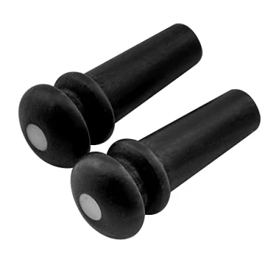 Image of Musiclily Slotted Ebony Acoustic Guitar Endpin, Black with 4mm White Pearl Dot (2 pieces)