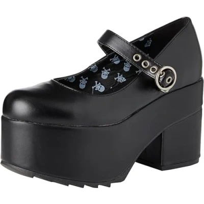 Image of LAMODA Chunky Platform Dolly Shoes in Black Patent, UK 4