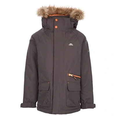 Image of Trespass Boys Padded Waterproof Jacket Detachable Hood Parka Style Raincoat Windproof Hooded School Coat Upbeat