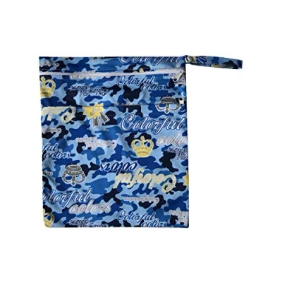 Image of MUMBABY Wet Dry Bag for Baby Cloth Diaper Nappy Reusable with Two Zippered Pockets (Crown)
