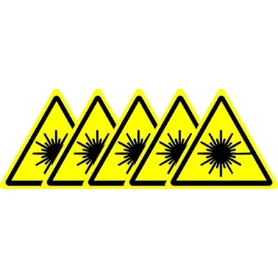 Image of ISO Safety Sign Warning Laser Beam Symbol Self Adhesive Sticker 50mm x (Pack of 5 Stickers)