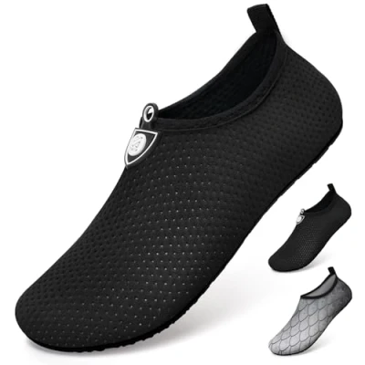 Image of WateLves Beach Swim Aqua Socks Barefoot Water Shoes Swimming Yoga Sea Snorkeling Diving Pool Women Mens Kd Black 11/11.5 UK