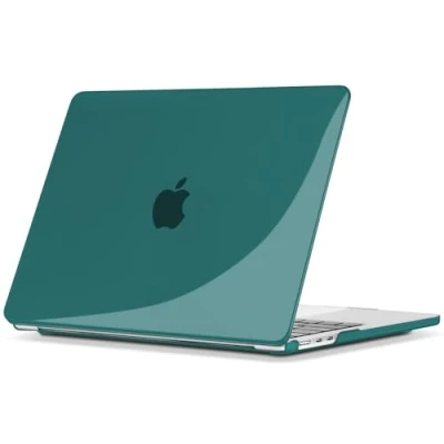 Image of TECOOL Case Compatible with MacBook Air 13.6 Inch M3 M2, 2024 A3113 &amp; 2022 A2681, Ultra Slim Hard Shell Cover, Glossy Surface, Crystal Deep Teal Clear