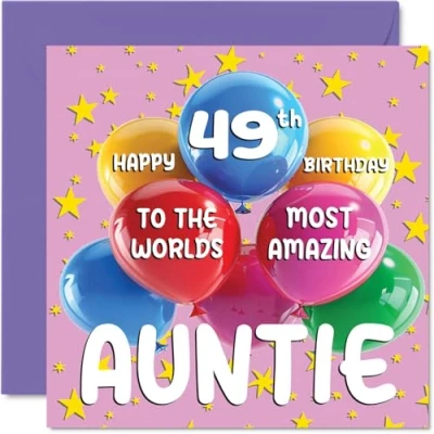 Image of 50th Auntie Birthday Card World&#039;s Most Amazing Happy for from Nephew Niece, 145mm x Age 50 Fifty Greeting Cards Aunt Aunty