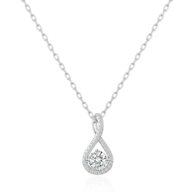 Image of Philip Jones Silver Plated Solitaire Twist Necklace Created with Zircondia® Crystals