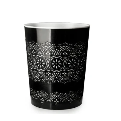 Image of Blue Canyon Flora Waste Bin, Trash Bin for Home, Bathroom, Bedroom or Office, Slim Basket Fits Under Desk/Sink, Indoor Outdoor Double Walled Heavy Plastic Dustbin to Hold Waste, Black